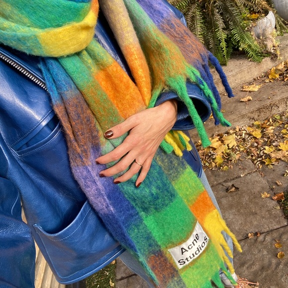 Acne Studios Multicolor Mohair Checked Scarf - Picture 4 of 5